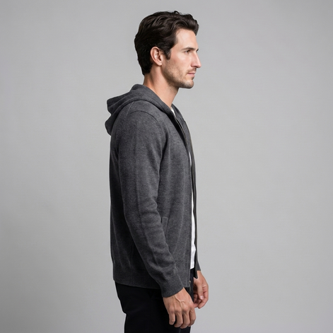 Men's Wool Full-Zip Knit Hooded Cardigan