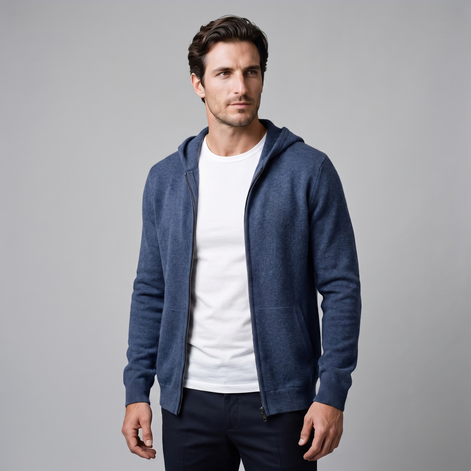 Men's Wool Full-Zip Knit Hooded Cardigan