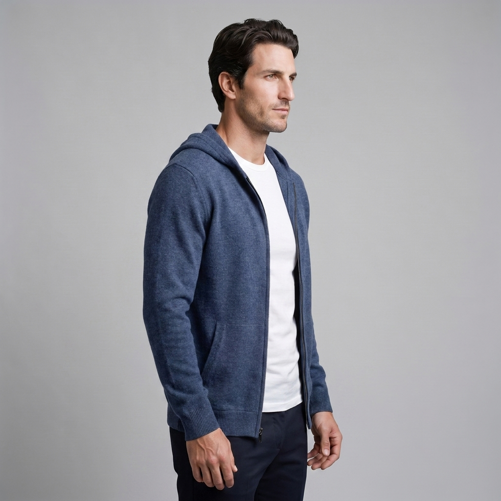 Men's Wool Full-Zip Knit Hooded Cardigan