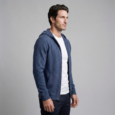 Men's Wool Full-Zip Knit Hooded Cardigan