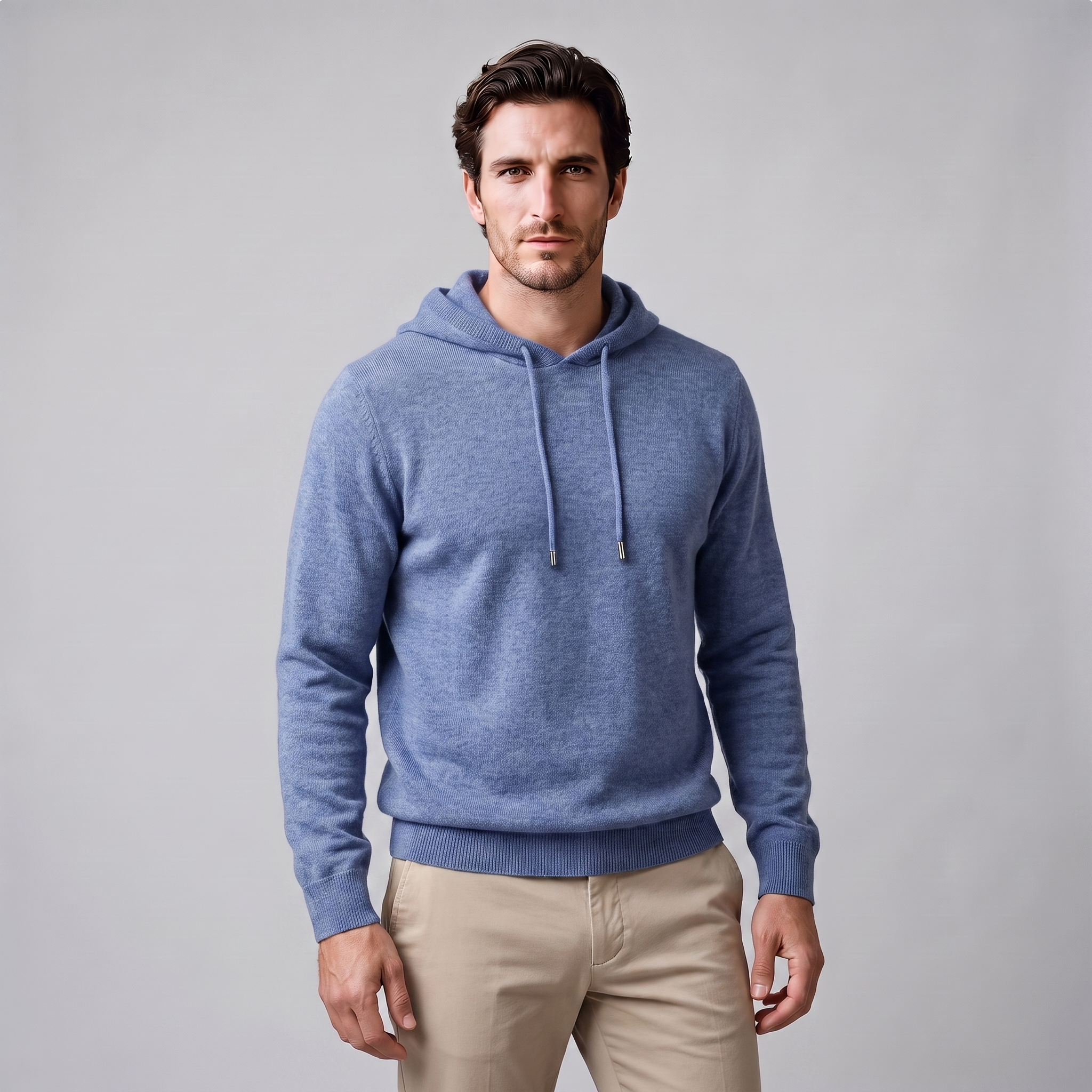 Men's Wool Knit Drawstring Hoodie