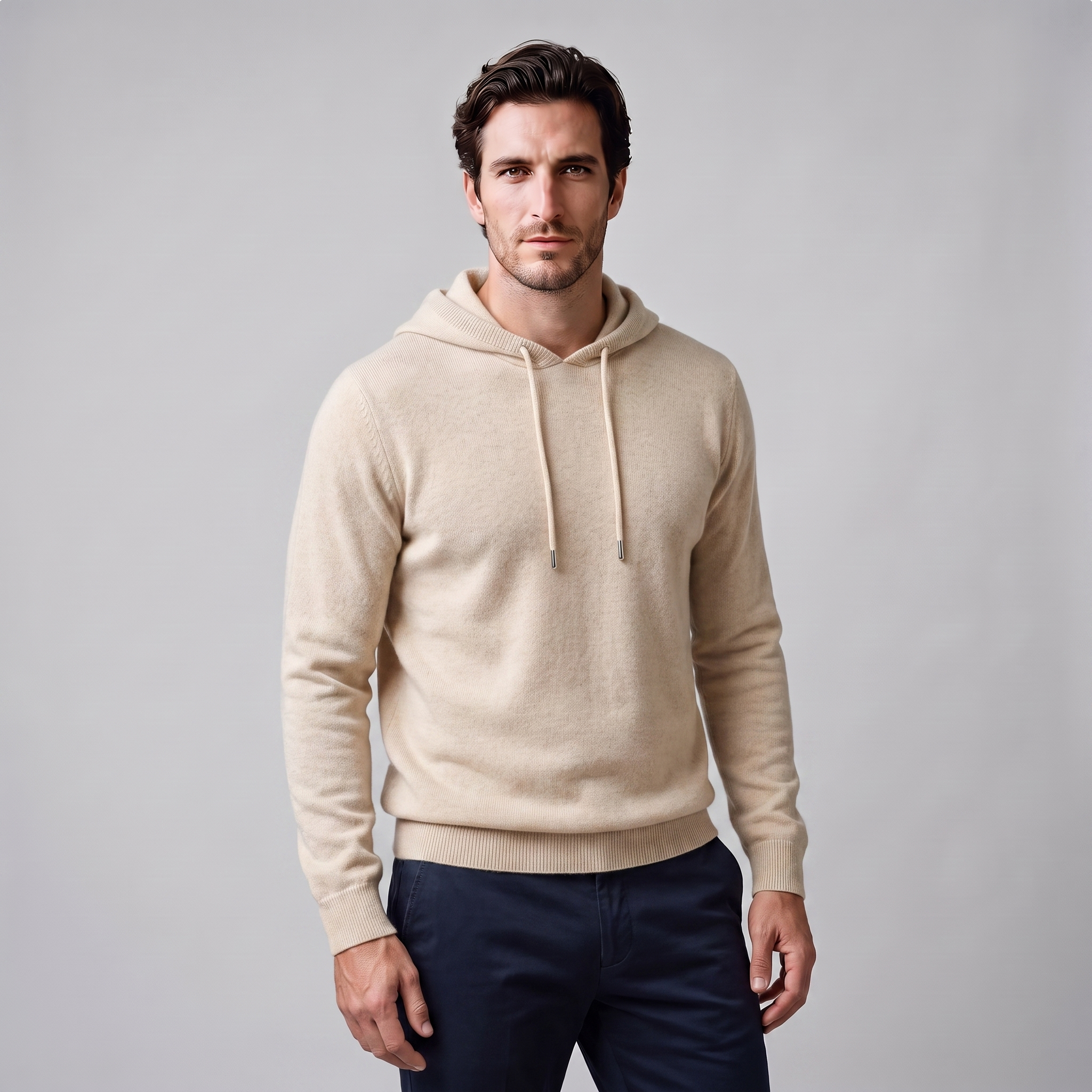 Men's Wool Knit Drawstring Hoodie
