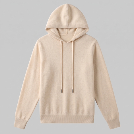 Men's Wool Knit Drawstring Hoodie