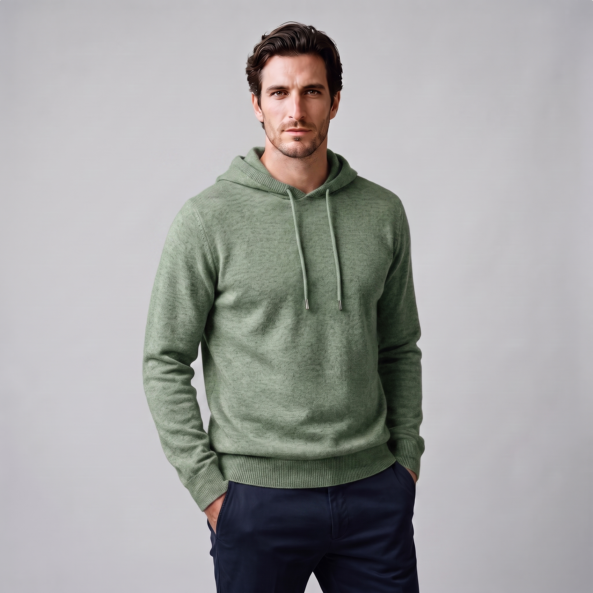 Men's Wool Knit Drawstring Hoodie