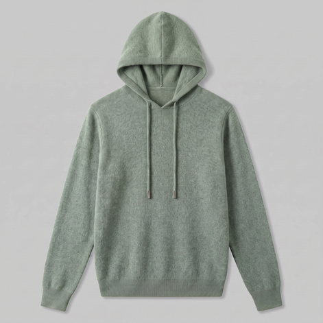 Men's Wool Knit Drawstring Hoodie