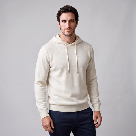 Men's Wool Knit Drawstring Hoodie