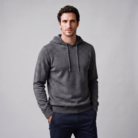 Men's Wool Knit Drawstring Hoodie