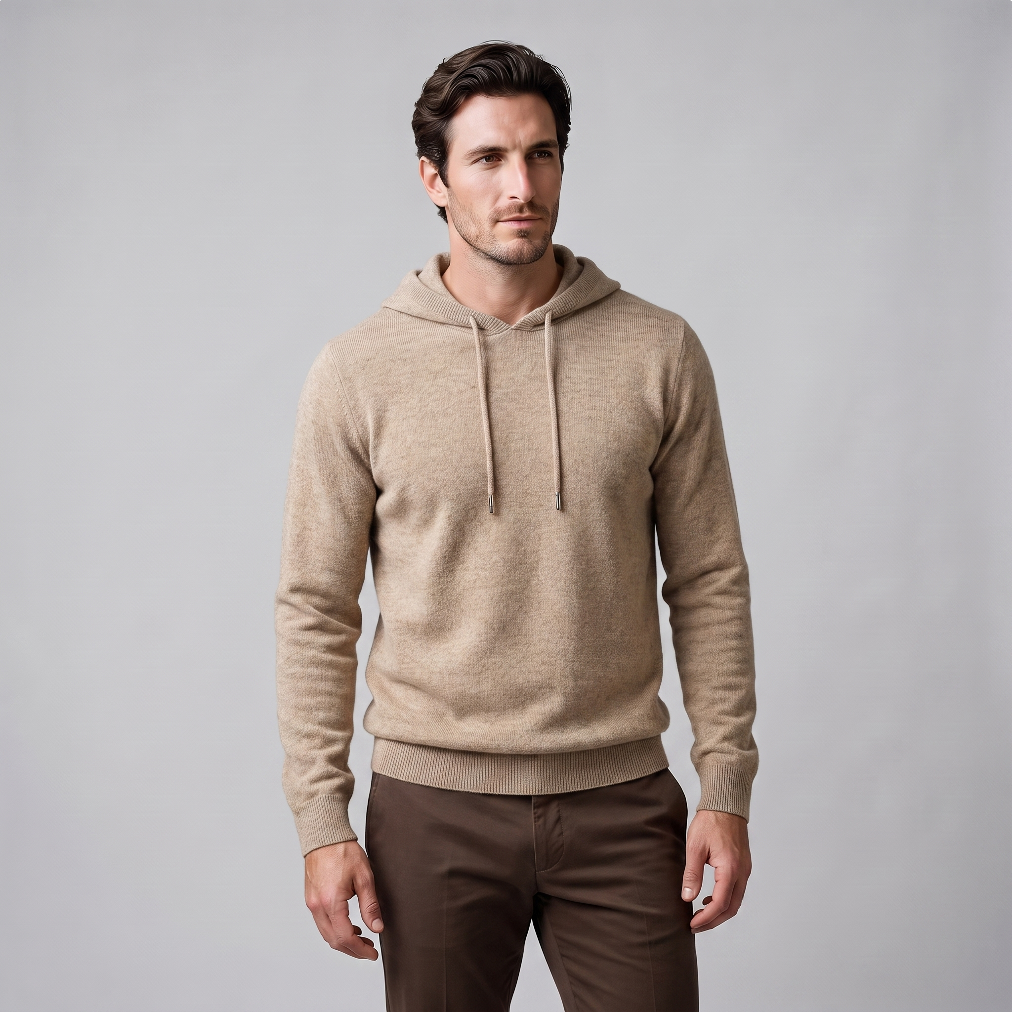 Men's Wool Knit Drawstring Hoodie