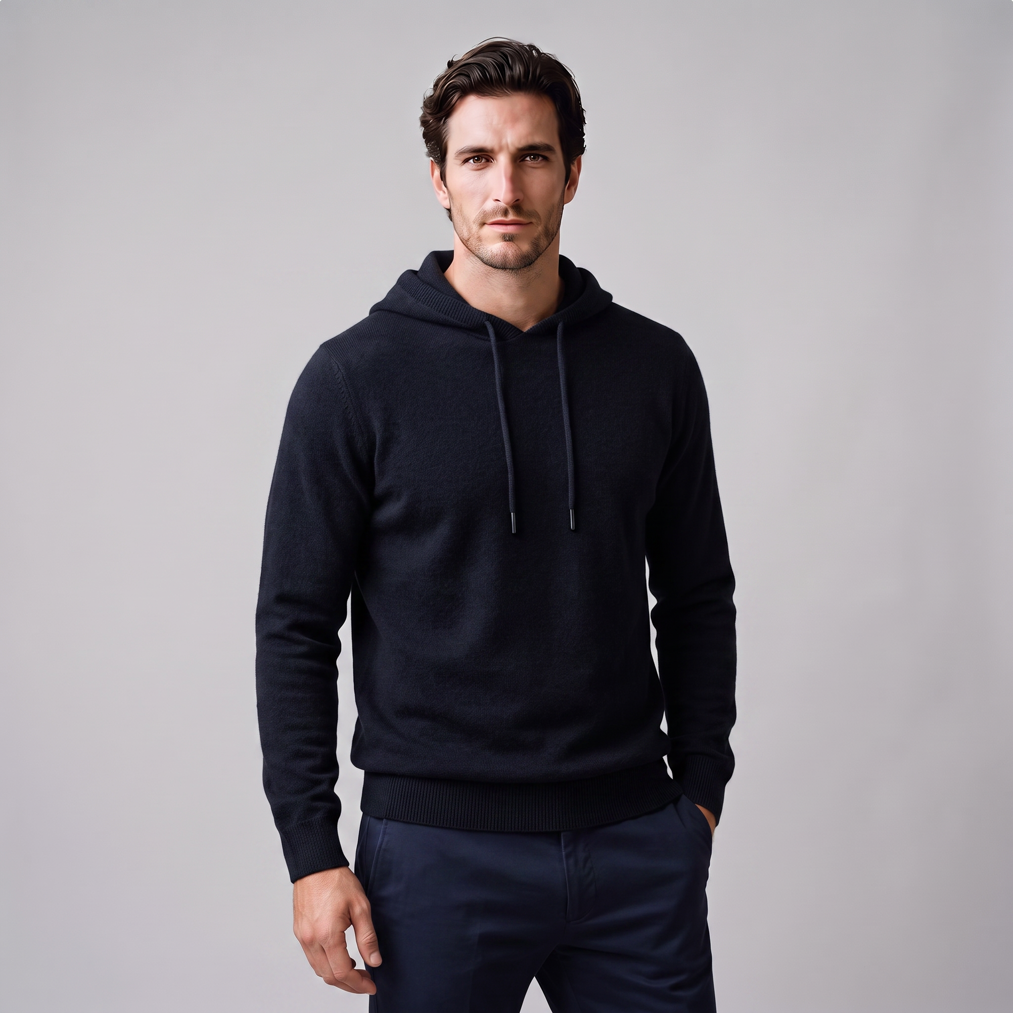 Men's Wool Knit Drawstring Hoodie
