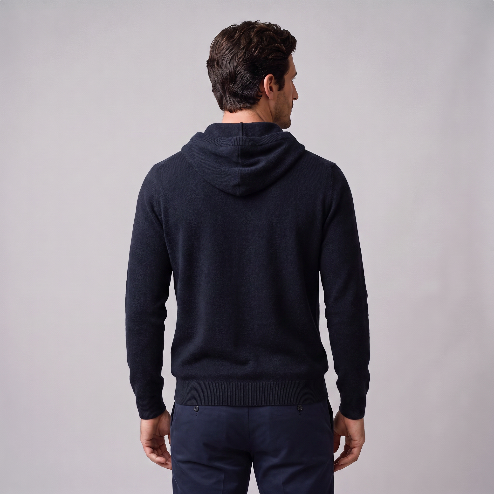 Men's Wool Knit Drawstring Hoodie
