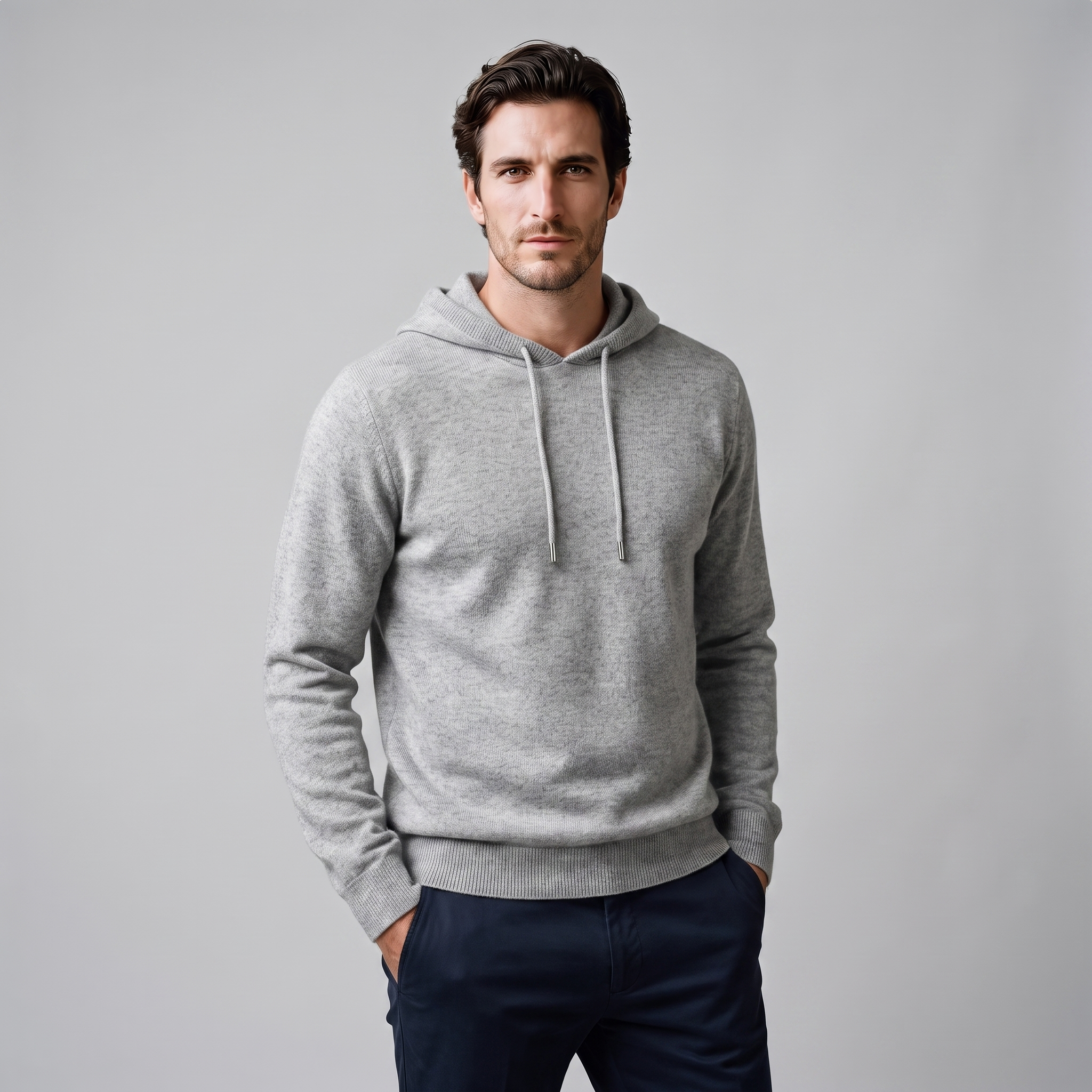 Men's Wool Knit Drawstring Hoodie