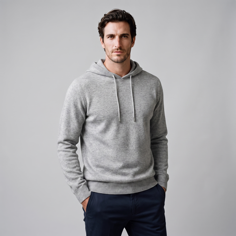 Men's Wool Knit Drawstring Hoodie