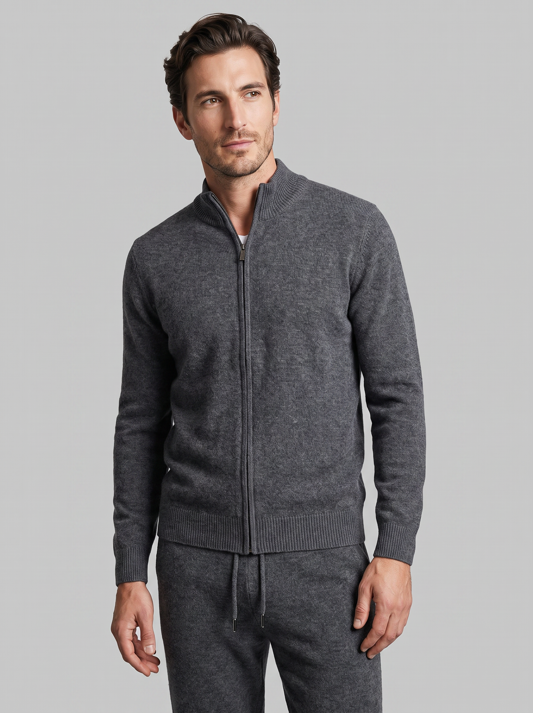 Men's Wool Knit Zip Cardigan and Trouser Co-ord Set