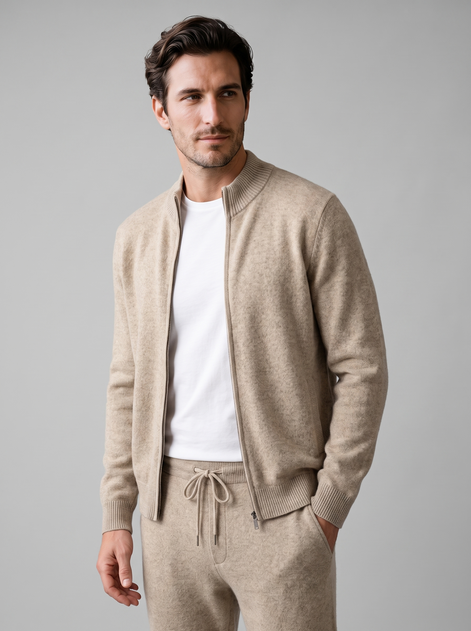 Men's Wool Knit Zip Cardigan and Trouser Co-ord Set