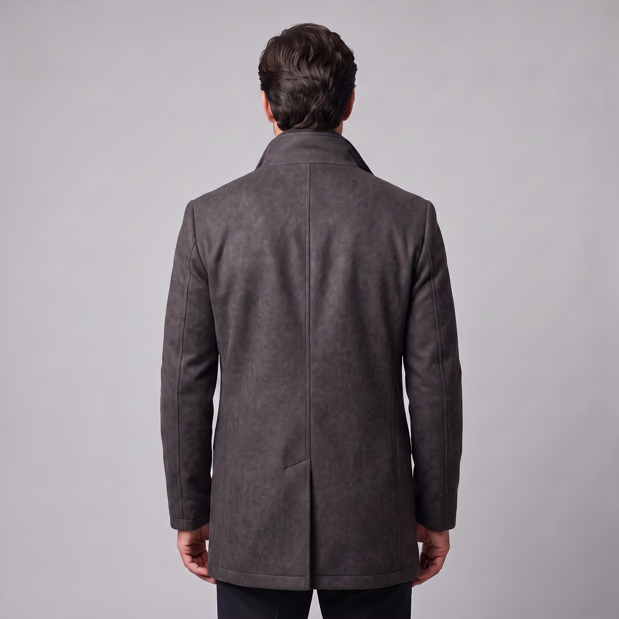 Men's Wool-Look Stand Collar Overcoat