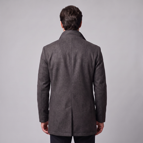 Men's Wool-Look Stand Collar Overcoat