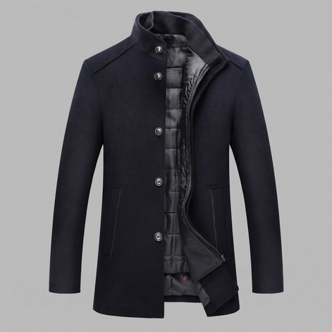 Men's Wool-Look Stand Collar Overcoat