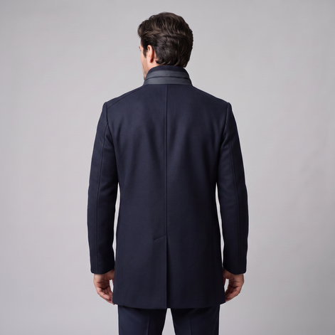 Men's Wool-Look Stand Collar Overcoat