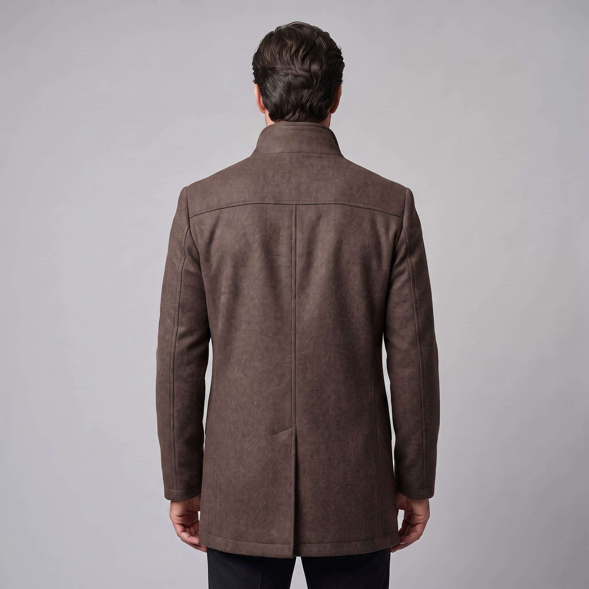 Men's Wool-Look Stand Collar Overcoat