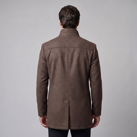 Men's Wool-Look Stand Collar Overcoat