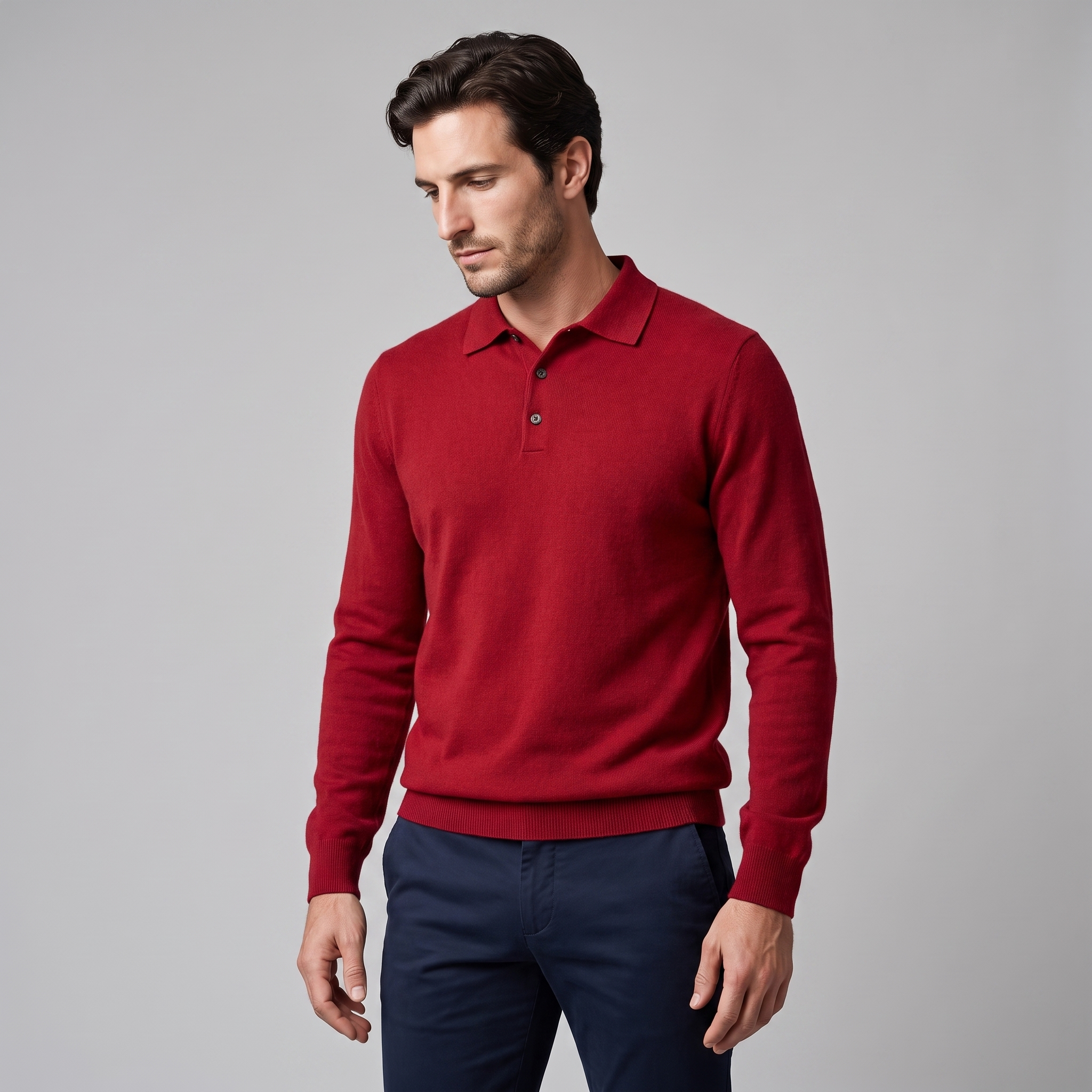 Men's Wool Polo Sweater