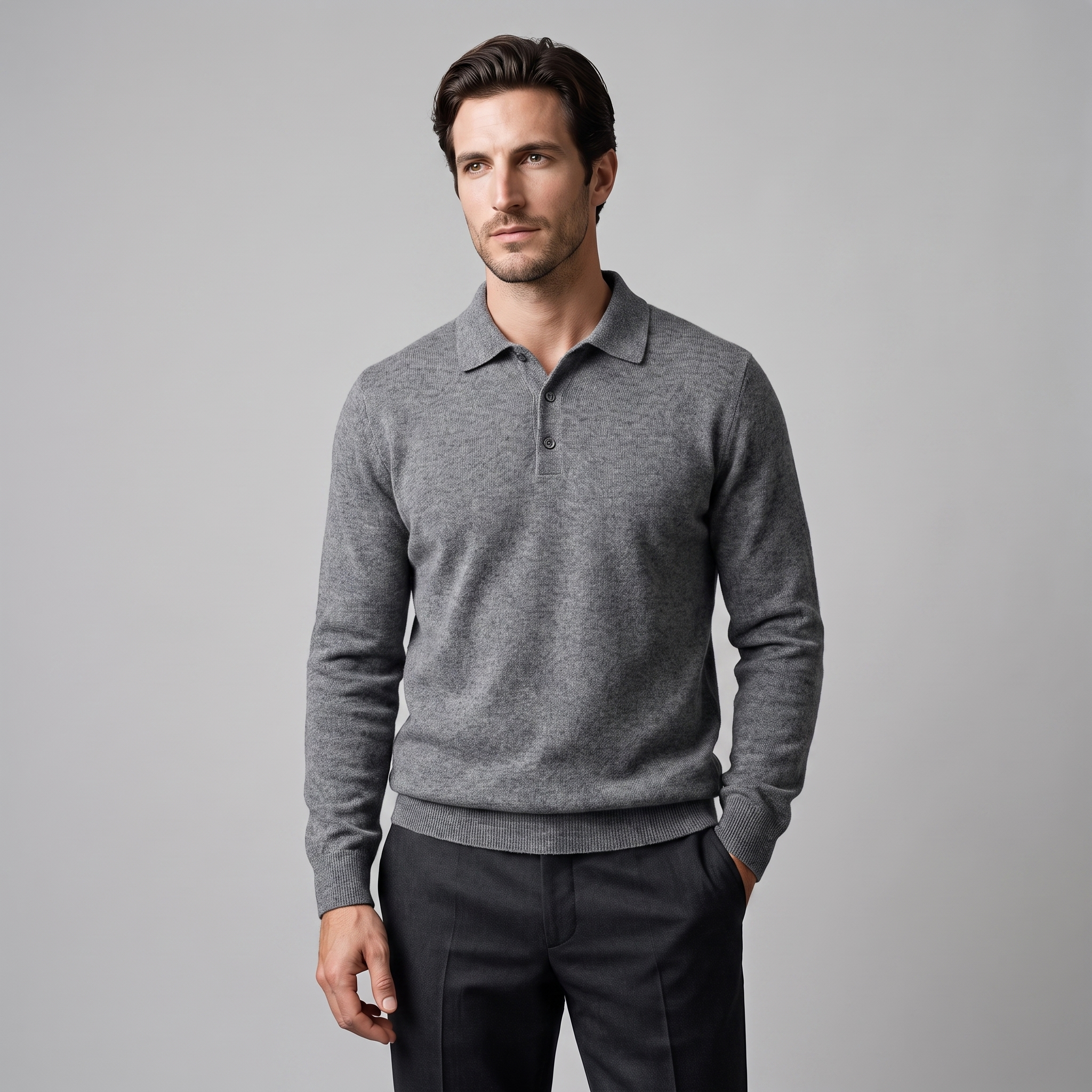 Men's Wool Polo Sweater