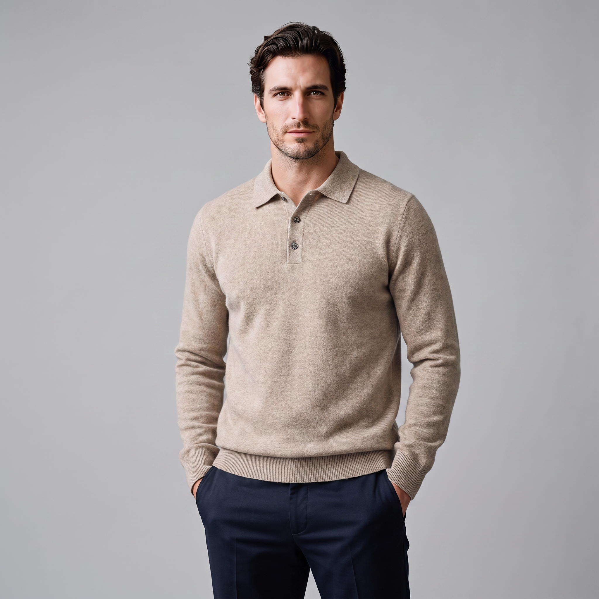 Men's Wool Polo Sweater