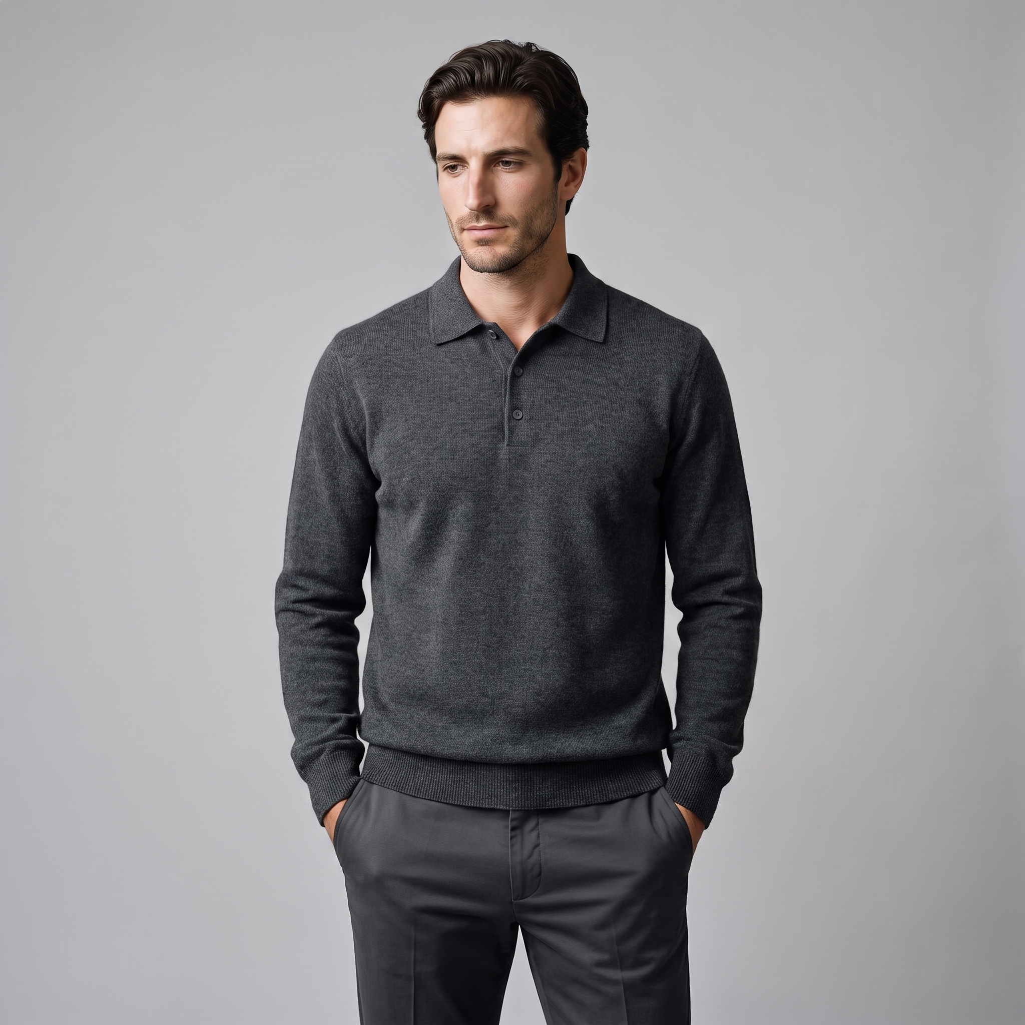 Men's Wool Polo Sweater