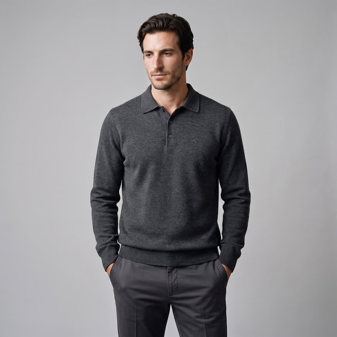 Men's Wool Polo Sweater