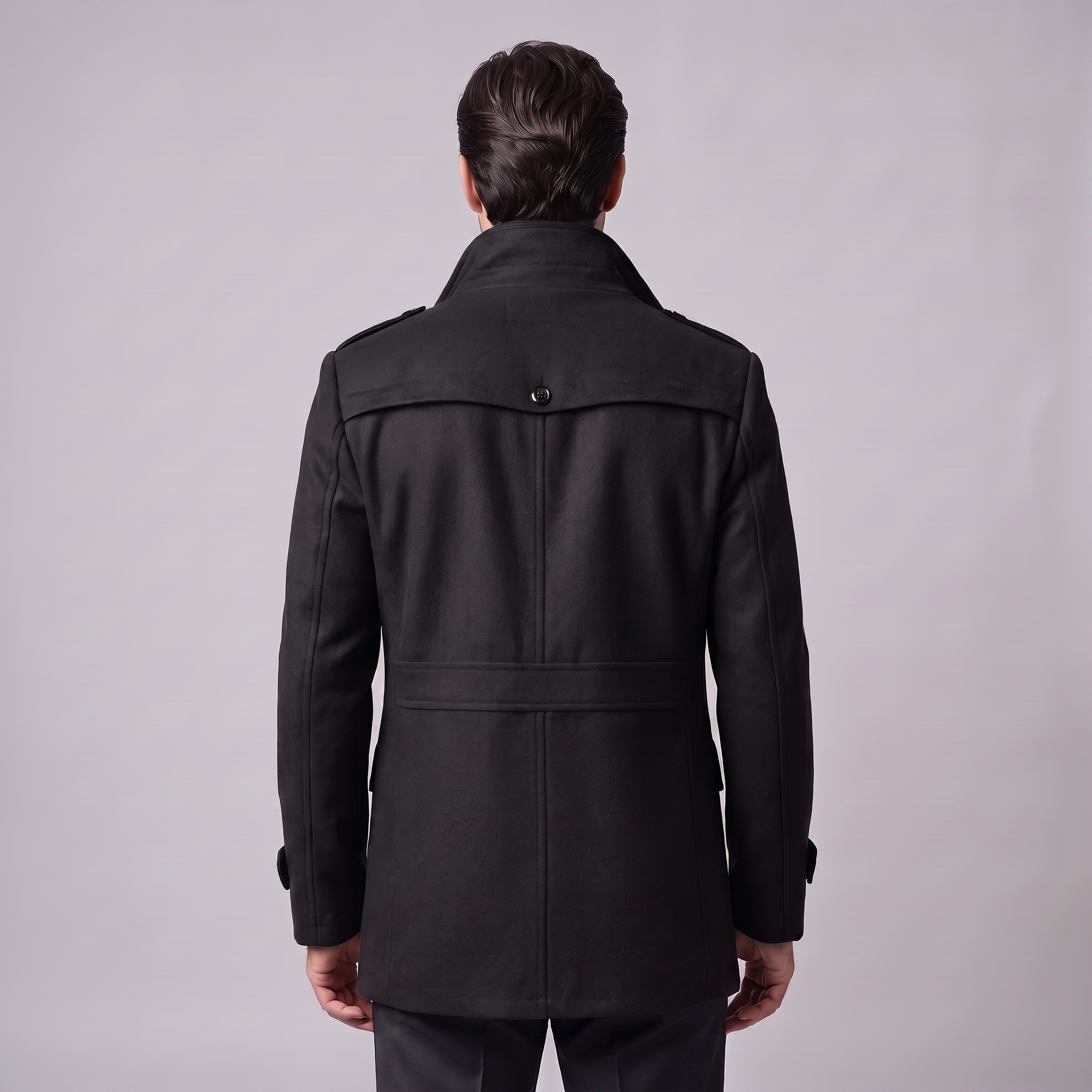 Men's Wool Stand-Collar Overcoat