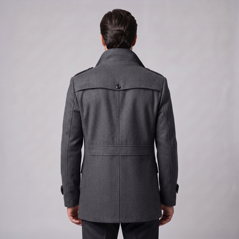 Men's Wool Stand-Collar Overcoat