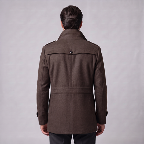 Men's Wool Stand-Collar Overcoat