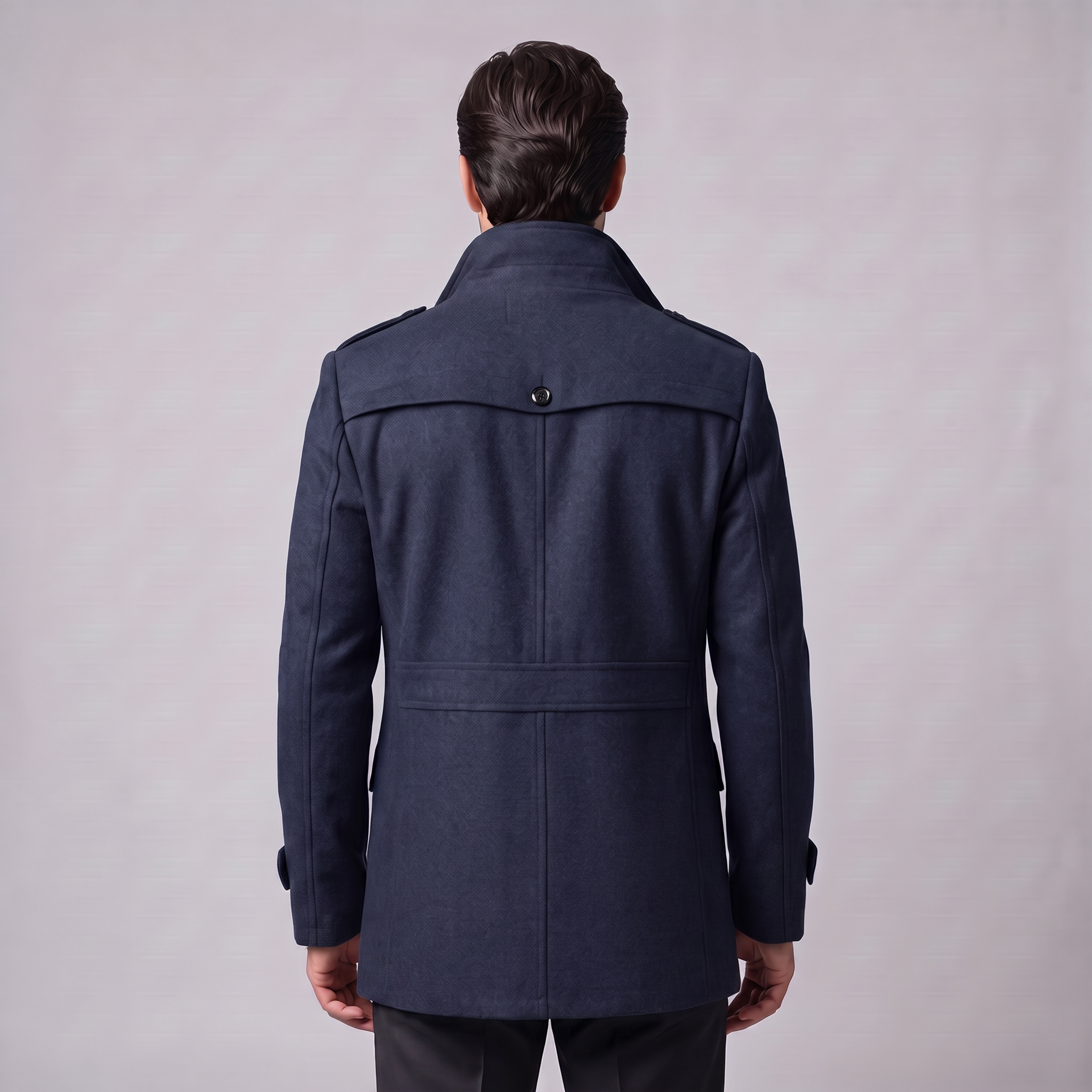 Men's Wool Stand-Collar Overcoat