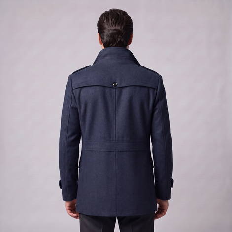 Men's Wool Stand-Collar Overcoat