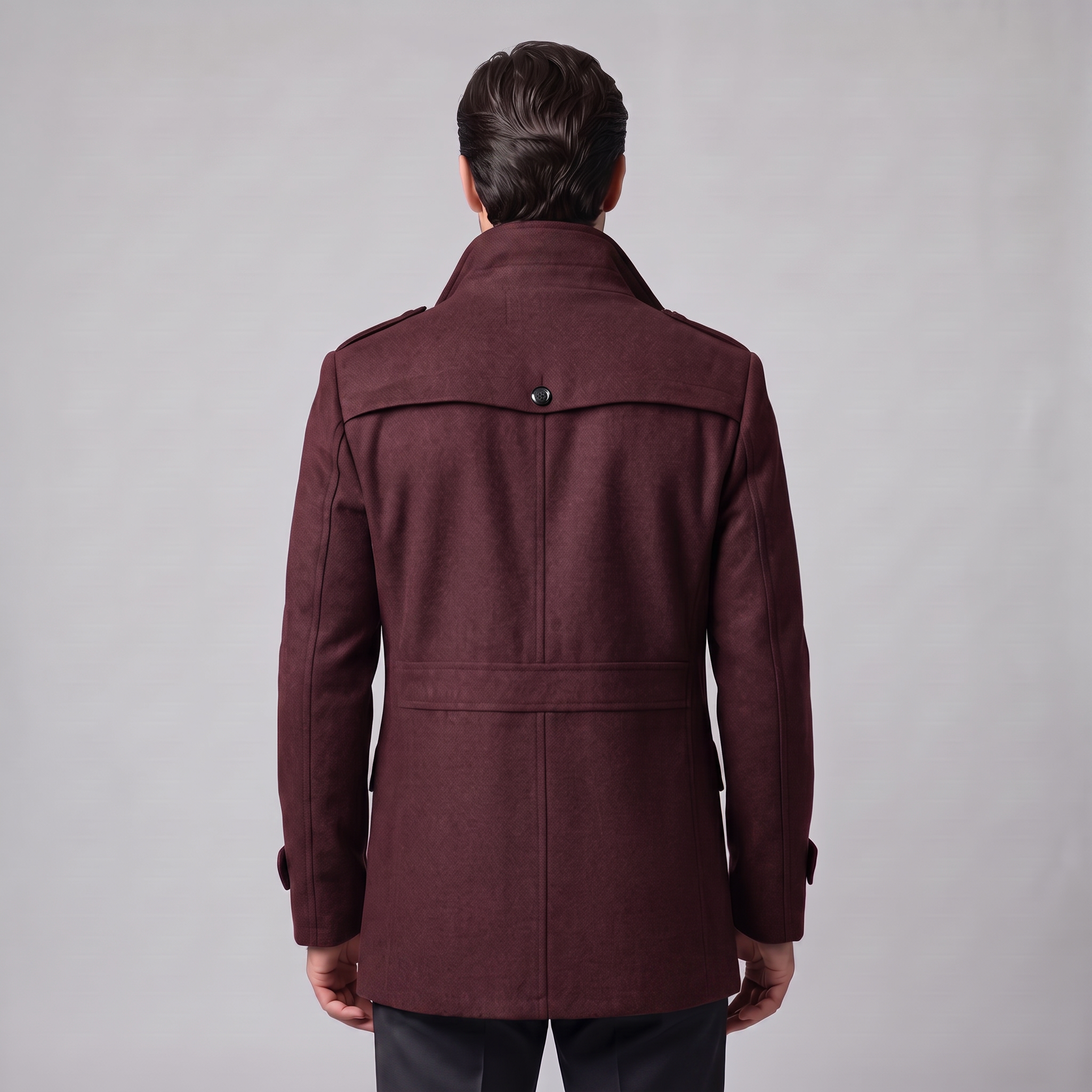 Men's Wool Stand-Collar Overcoat