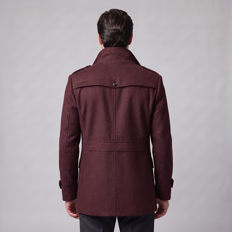 Men's Wool Stand-Collar Overcoat