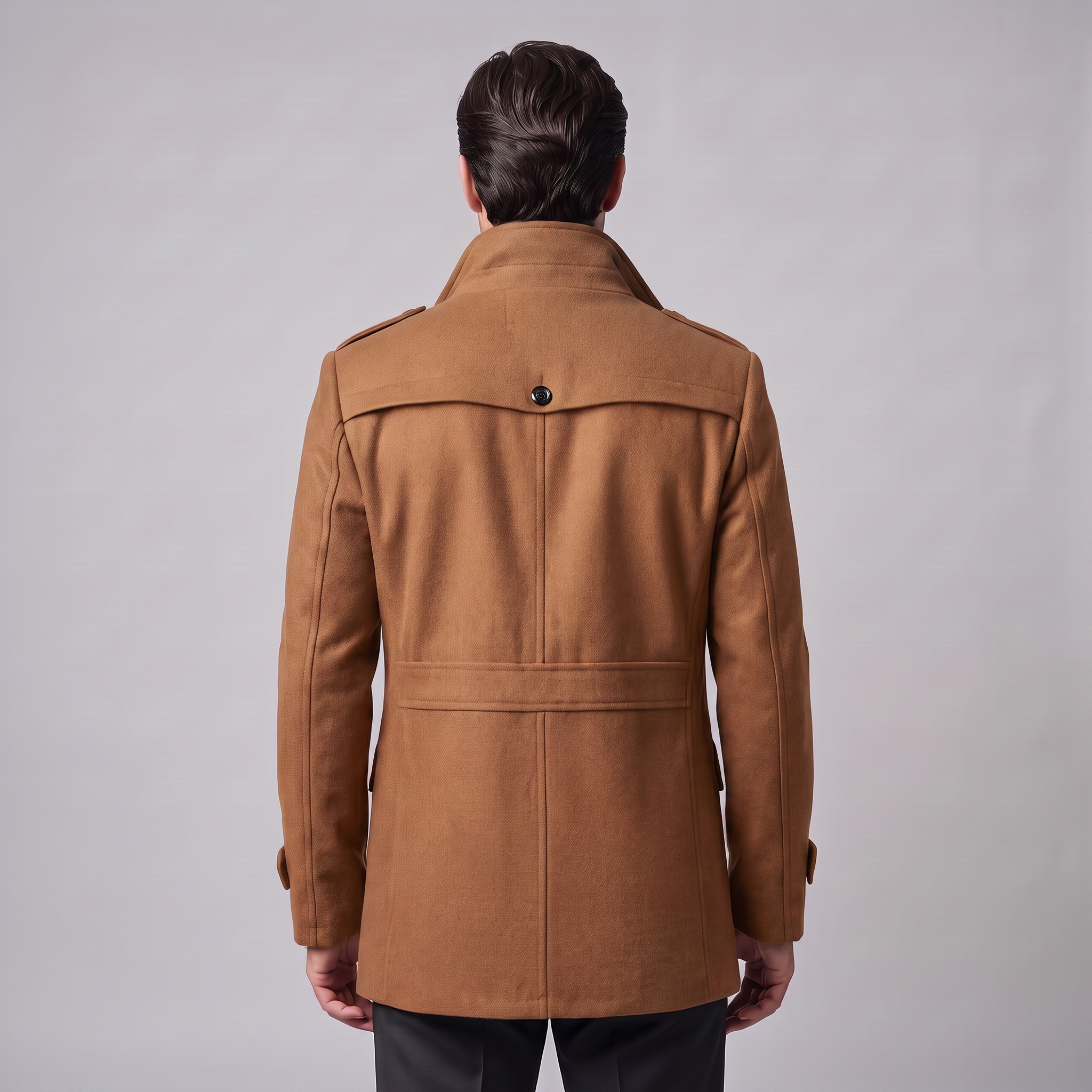 Men's Wool Stand-Collar Overcoat