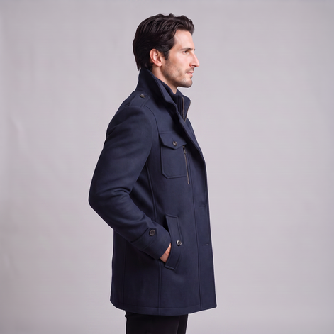 Men's Wool Stand-Collar Overcoat