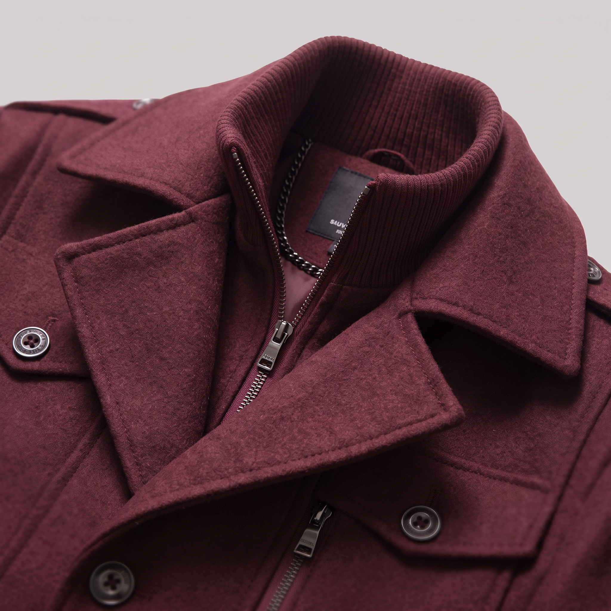 Men's Wool Stand-Collar Overcoat