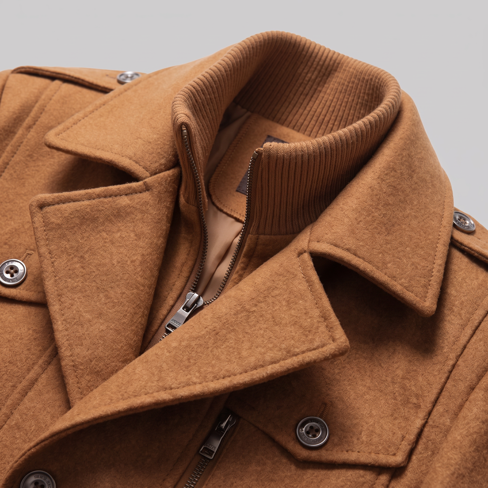 Men's Wool Stand-Collar Overcoat