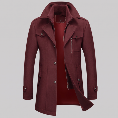 Men's Wool Stand-Collar Overcoat