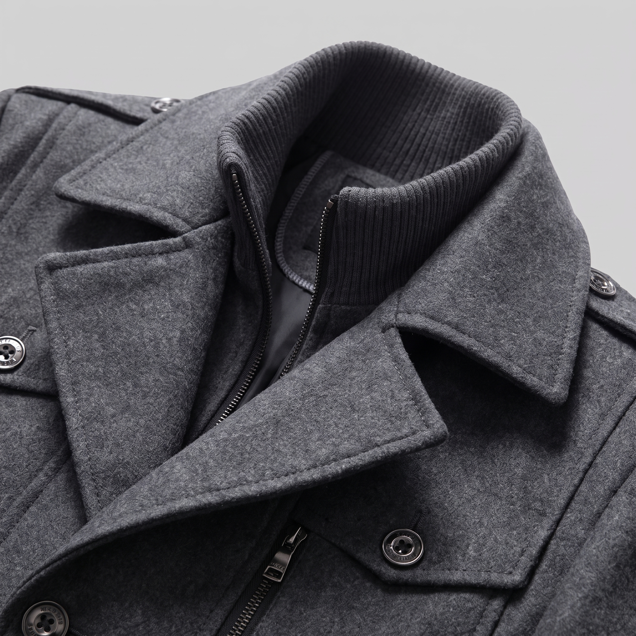 Men's Wool Stand-Collar Overcoat