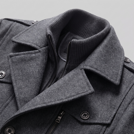 Men's Wool Stand-Collar Overcoat