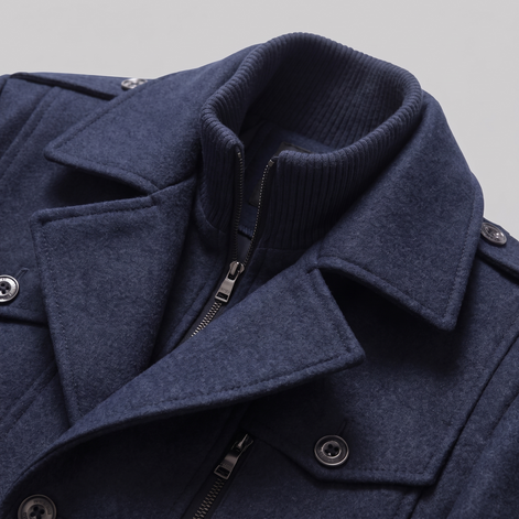 Men's Wool Stand-Collar Overcoat