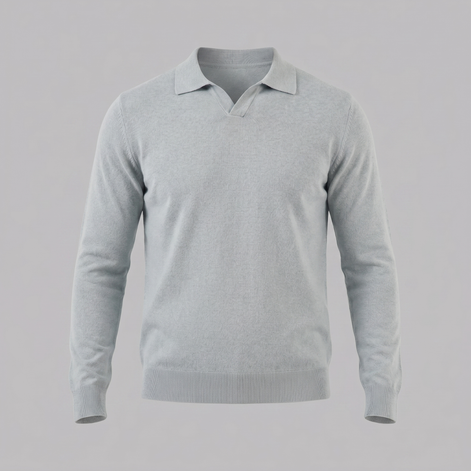 Men's Wool V-Neck Polo