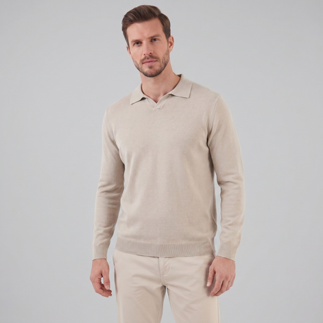 Men's Wool V-Neck Polo