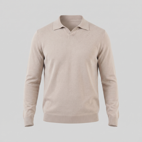 Men's Wool V-Neck Polo