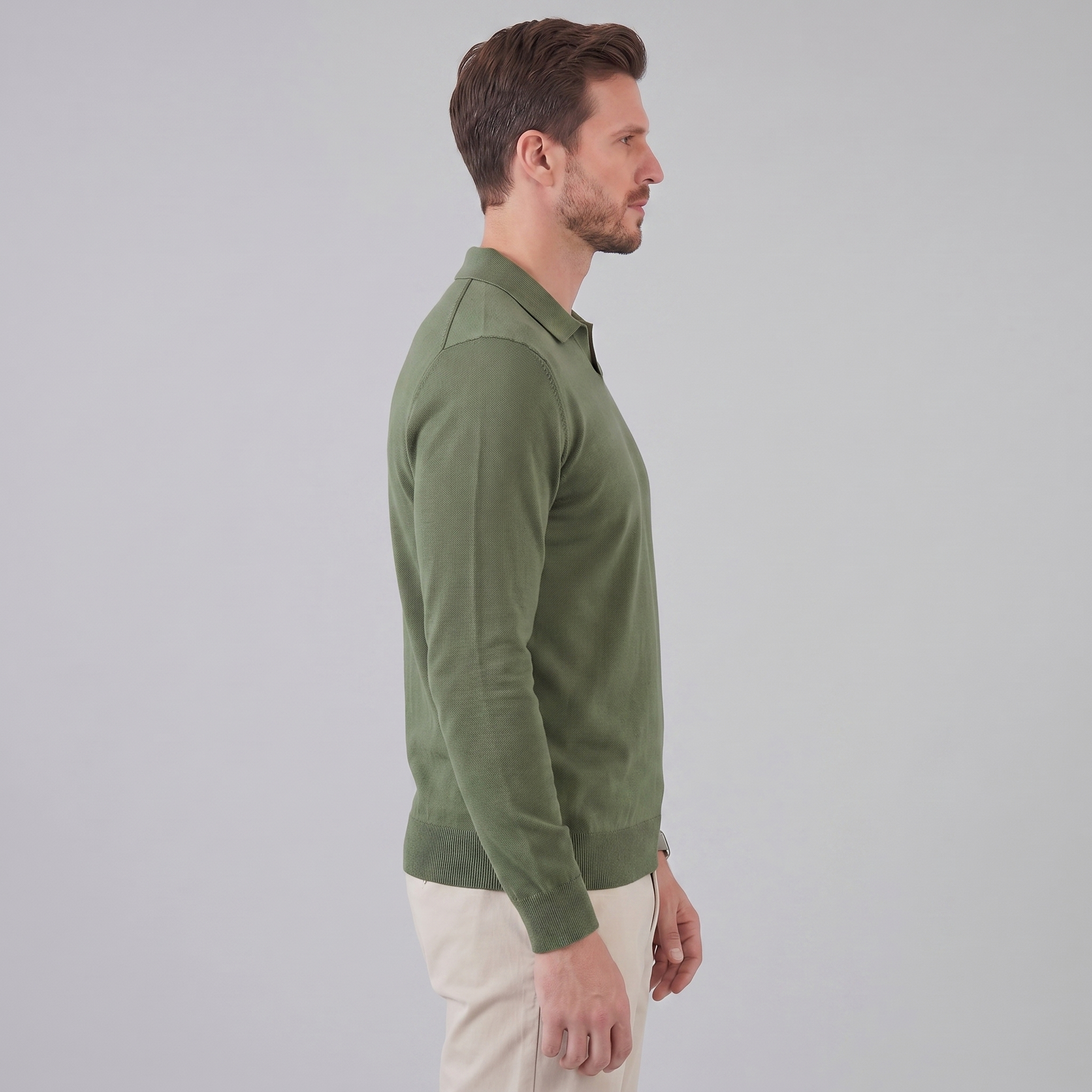 Men's Wool V-Neck Polo