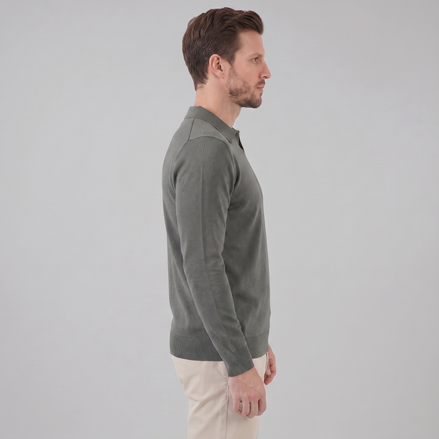 Men's Wool V-Neck Polo