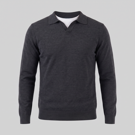 Men's Wool V-Neck Polo